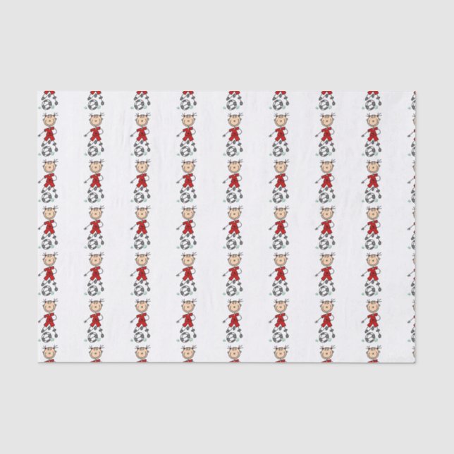 Girl Strichmännchen Soccer Red Uniform Tissue Pape Seidenpapier (Vorderseite)