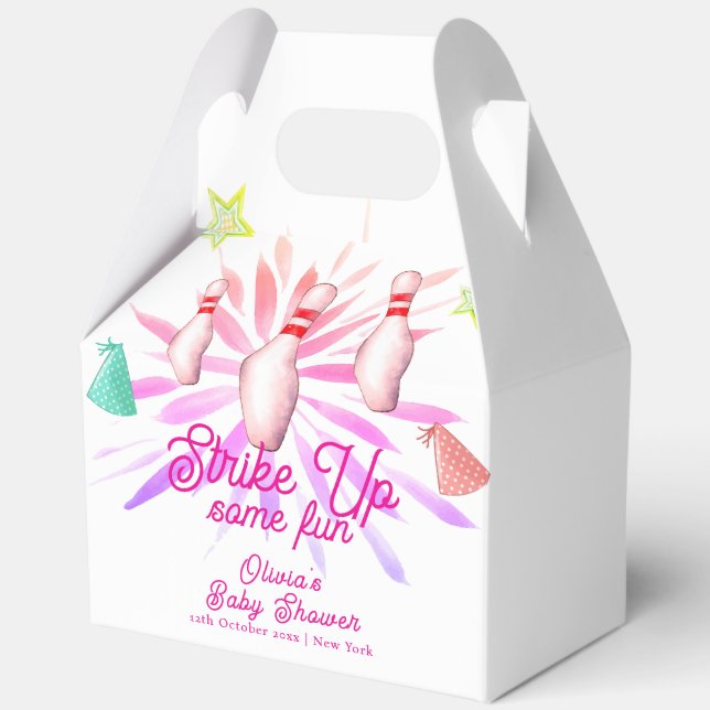 Girl Strike Up Bowling Sport Party Baby Shower Geschenkschachtel (Vorderseite)