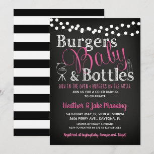 Girl Stripe Chalkboard GRILLEN Baby Dusche Einladung