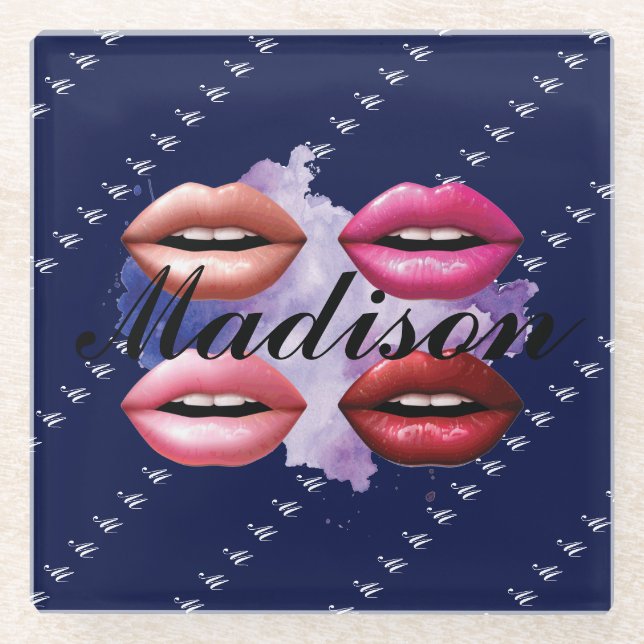 Girl Style Lips Beauty Custom Personalisiert Glasuntersetzer (Vorderseite)