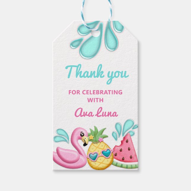 Girl Summer Beach Birthday Favor Geschenkanhänger (Vorderseite)