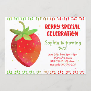 Girl Summer Birthday Berry Special Erdbeere Niedli Einladung