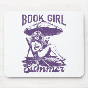 Girl Summer Funny Books Girl Lover Urlaub _ Mousepad