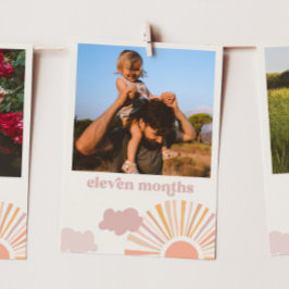 Girl Sun Monthly Banner Card - Elf Monate Einladung