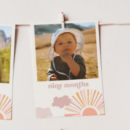 Girl Sun Monthly Banner Card - Neun Monate Einladung