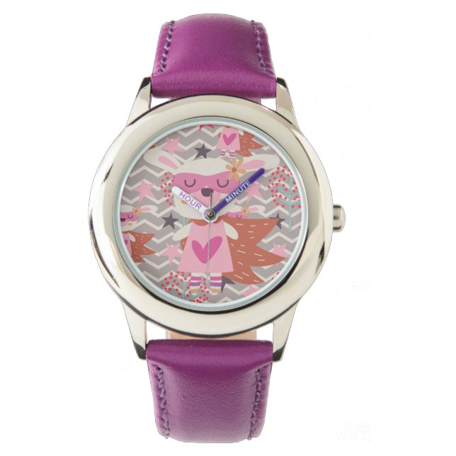 Girl Superhero Bunny Armbanduhr (Vorderseite)