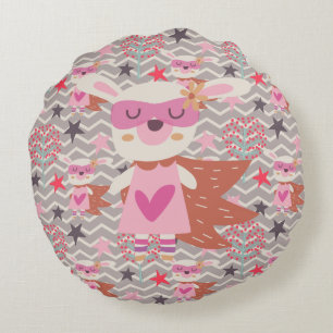 Girl Superhero Bunny Rundes Kissen