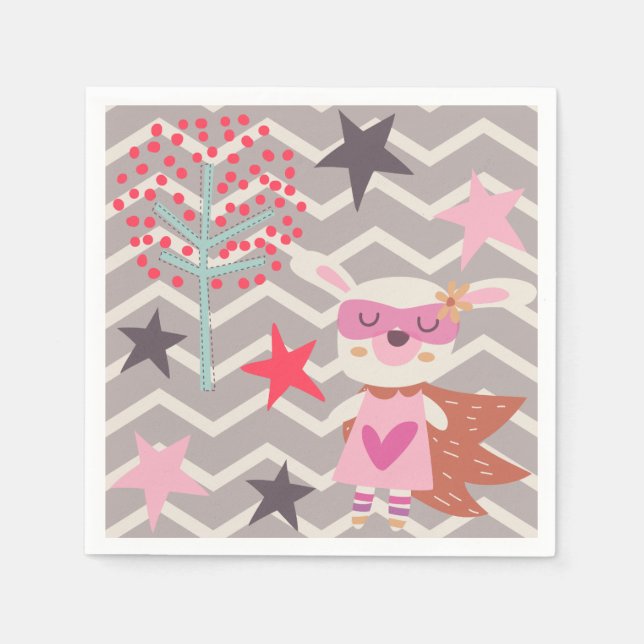 Girl Superhero Bunny Serviette (Vorderseite)