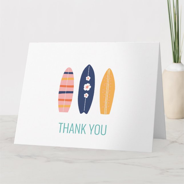Girl Surfboard Beach Geburtstag Danke Karte (Vorderseite)