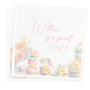 Girl Sweet One Watercolor Süßigkeiten zum ersten G Serviette