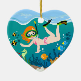 Girl swimmer birthday gift keramikornament