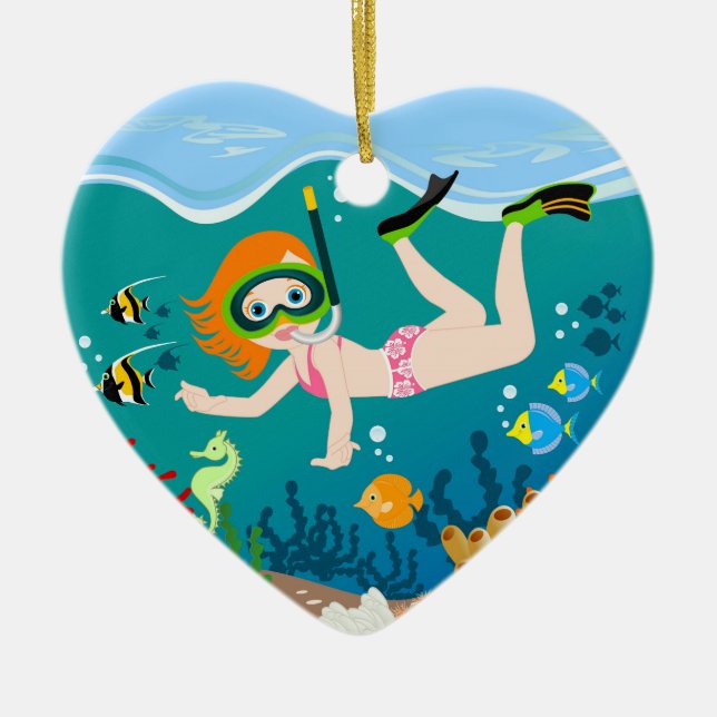Girl swimmer birthday gift keramikornament (Vorne)