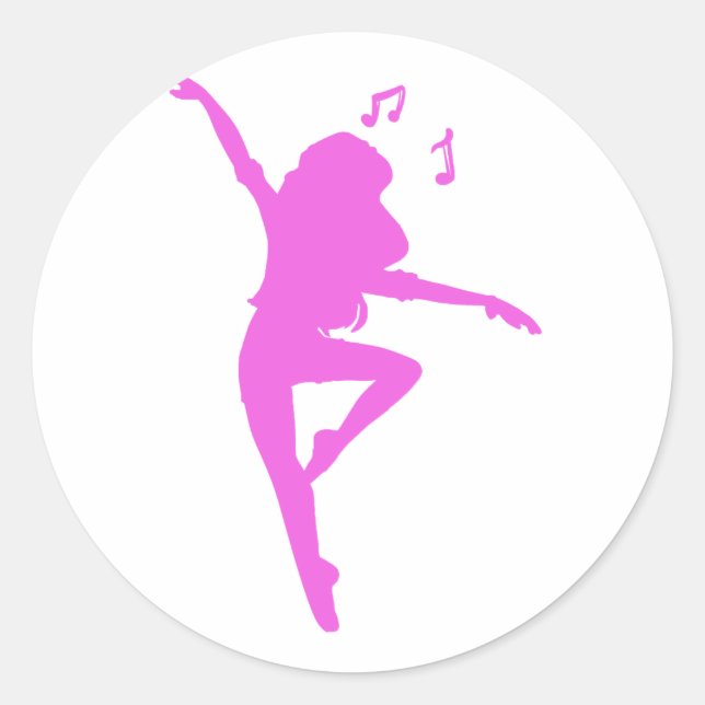 Girl-Tänzerin-Silhouette - Farbe auswählen Runder Aufkleber (Vorderseite)