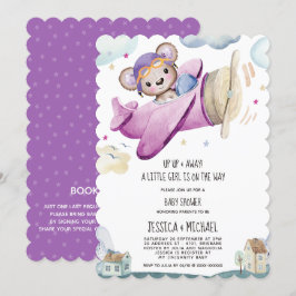 Girl Teddy Bear Airplane Babydusche Einladung