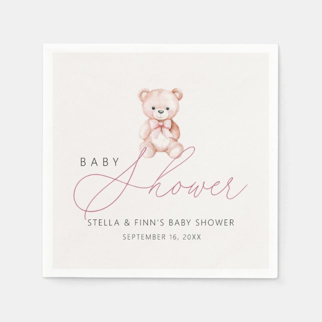 Girl Teddy Bear Babyduschpapier Serviette (Vorderseite)