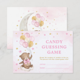 Girl Teddy Bear Balloons Candy Guessing Game Card Begleitkarte