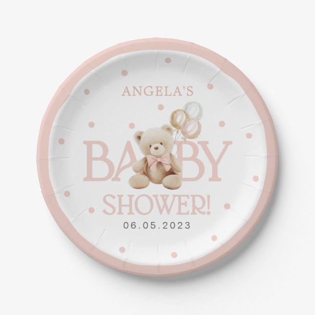 Girl Teddy Bear wir können frühes Abwarten Baby Du Pappteller (Vorderseite)