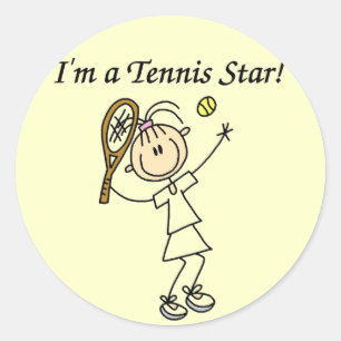 Girl Tennis Star T - Shirt und Geschenke Runder Aufkleber