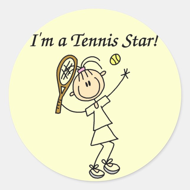 Girl Tennis Star T - Shirt und Geschenke Runder Aufkleber (Vorderseite)