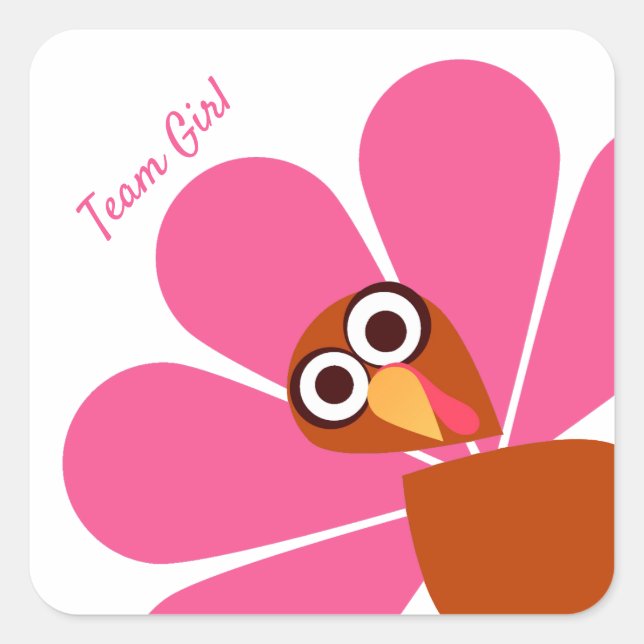 Girl Thanksgiving Gender Reveal Quadratischer Aufkleber (Vorderseite)
