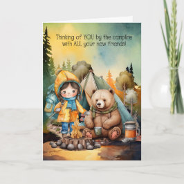 Girl Thinking of You Away at Summer Camp for Kids Karte
