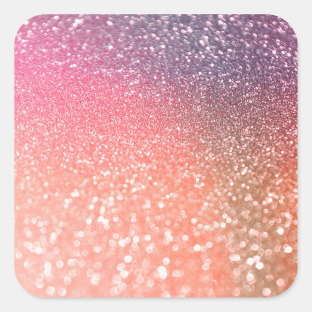 Girl Trend Rose Gold Blush Glitzer Quadratischer Aufkleber (Vorderseite)