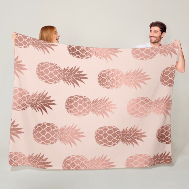 Girl Tropical Rose Goldenes Ananas Muster Fleecedecke (Beispiel)
