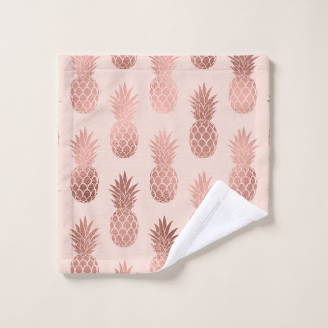 Girl Tropical Rose Goldenes Ananas Muster Waschlappen (Waschlappen)