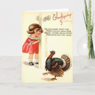 Girl & Turkey Feiertagskarte