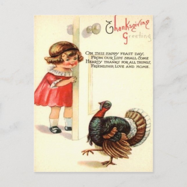 Girl & Turkey Postkarte (Vorderseite)