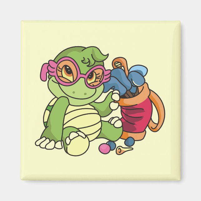 Girl Turtle Golfer Tshirts und Geschenke Magnet (Vorne)