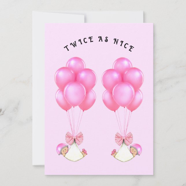 Girl Twins Baby Shower Einladung (Vorderseite)