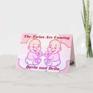 Girl Twins kommen mit Baby Shower Card Einladung