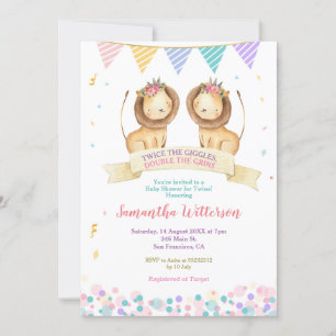 Girl Twins Lion Cubs Kinderdusche Zweimal die Gigg Einladung