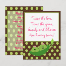 Girl Twins Peas in einer Pod Baby Dusche Einladung