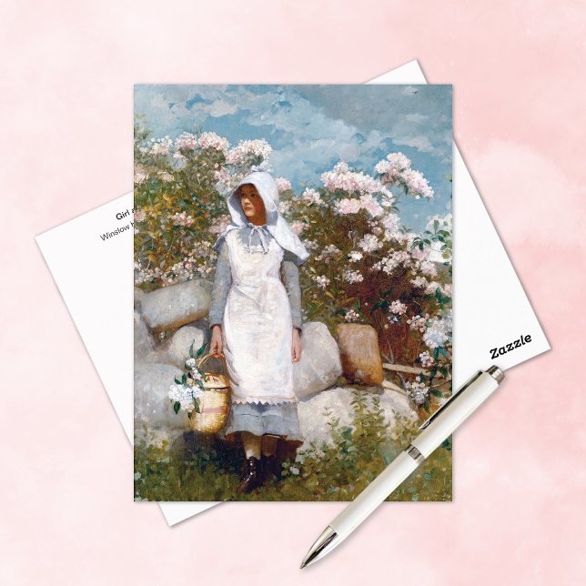 Girl und Laurel Winslow Homer Postkarte (Von Creator hochgeladen)