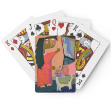 Girl- und Niedliche Cat Playing Cards