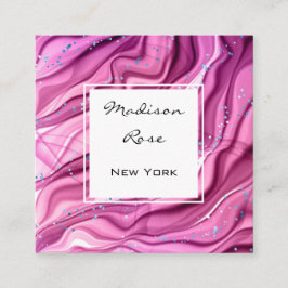 Girl- und Trendy-Rosa und Lila Tinte Blue Glitzern Quadratische Visitenkarte