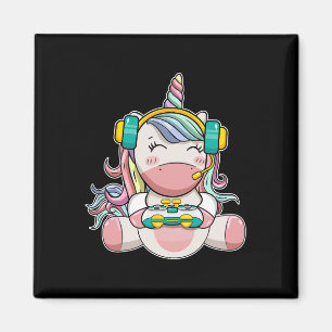Girl Unicorn Gaming Niedliches Videospiel Frauen M Magnet