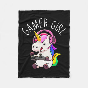 Girl Unicorn Gaming Niedliches Videospiel Geschenk Fleecedecke