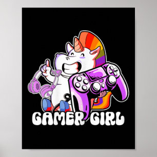 Girl Unicorn Gaming Niedliches Videospiel Lover Co Poster