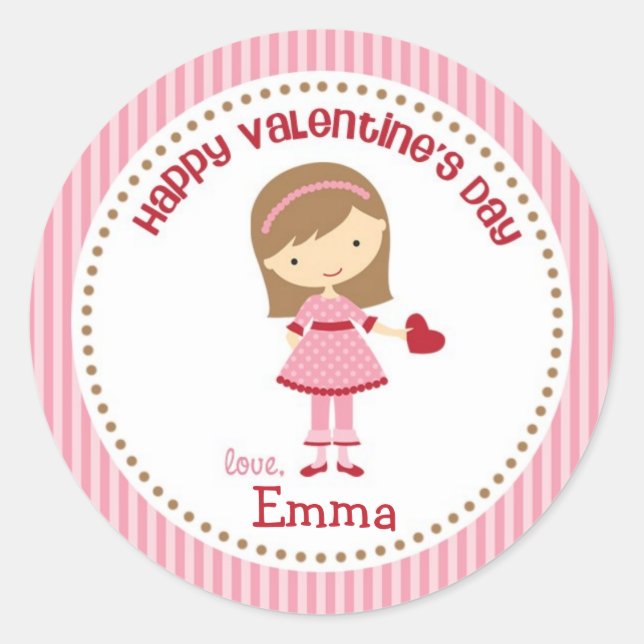 Girl Valentine Stickers (Pink) - Kinder Kinder Kin (Vorderseite)