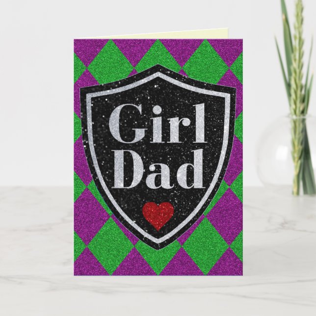 Girl Vater Vatertag Glitzer Card Karte (Vorderseite)