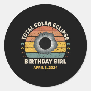 Girl Vintag Funny Totality Spring Solar Eclipse Runder Aufkleber