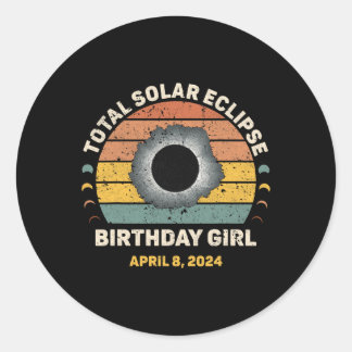 Girl Vintag Funny Totality Spring Solar Eclipse Runder Aufkleber