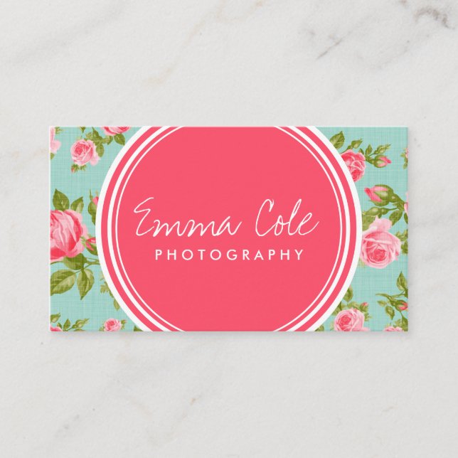 Girl Vintage Rose Blumendruck Visitenkarte (Vorderseite)