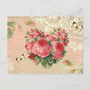 Girl Vintage Rose Herzkollektion Postkarte