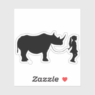 Girl Walking Ihr Haustier Rhino Funny Gag Geschenk Aufkleber