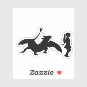 Girl Walking ihren Hausdrachen Funny Gag Geschenk Aufkleber