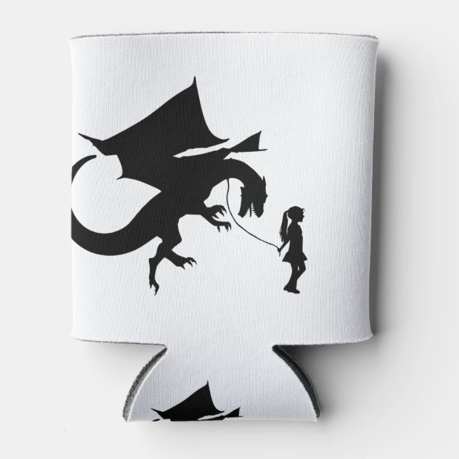 Girl Walking ihren Hausdrachen Funny Gag Geschenki Dosenkühler (Vorderseite)